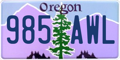 OR license plate 985AWL