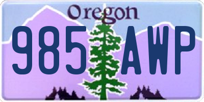 OR license plate 985AWP