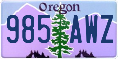 OR license plate 985AWZ