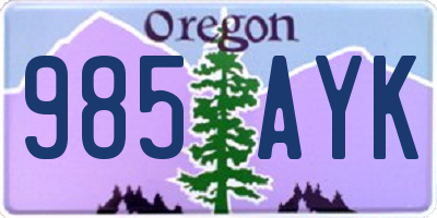 OR license plate 985AYK