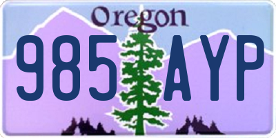 OR license plate 985AYP