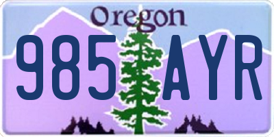 OR license plate 985AYR
