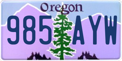 OR license plate 985AYW