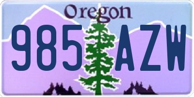 OR license plate 985AZW