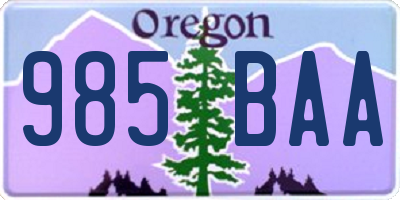 OR license plate 985BAA