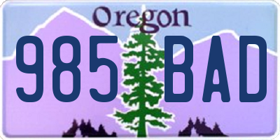 OR license plate 985BAD