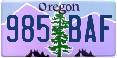 OR license plate 985BAF