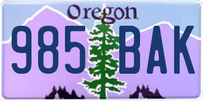 OR license plate 985BAK