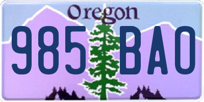 OR license plate 985BAO