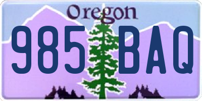 OR license plate 985BAQ
