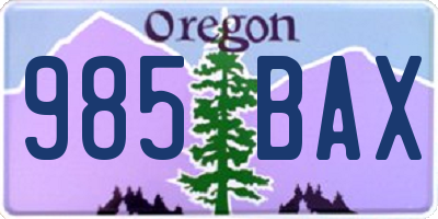 OR license plate 985BAX