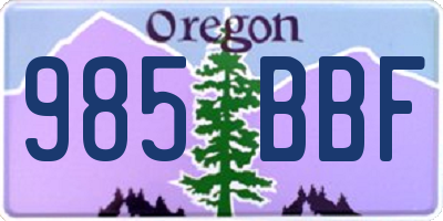 OR license plate 985BBF