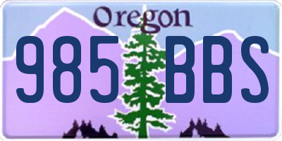 OR license plate 985BBS