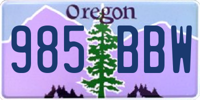 OR license plate 985BBW
