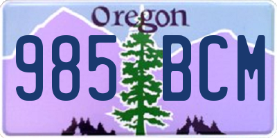 OR license plate 985BCM