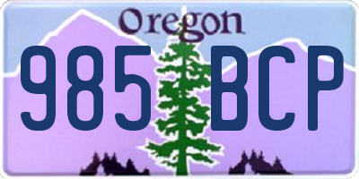 OR license plate 985BCP