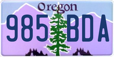 OR license plate 985BDA