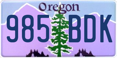 OR license plate 985BDK