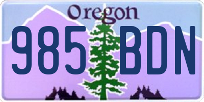 OR license plate 985BDN