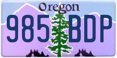 OR license plate 985BDP