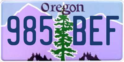 OR license plate 985BEF