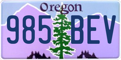 OR license plate 985BEV