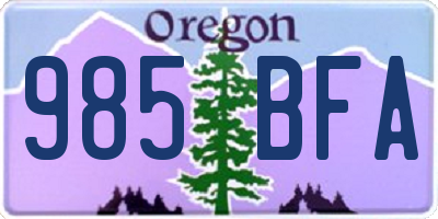 OR license plate 985BFA