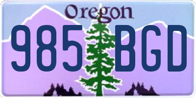 OR license plate 985BGD