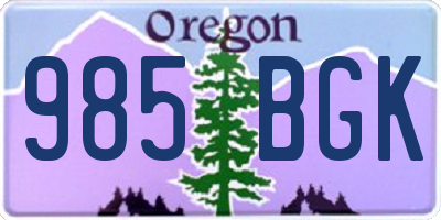 OR license plate 985BGK