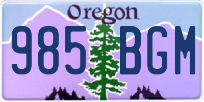 OR license plate 985BGM