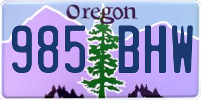 OR license plate 985BHW