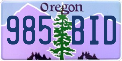 OR license plate 985BID