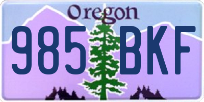 OR license plate 985BKF