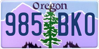OR license plate 985BKO