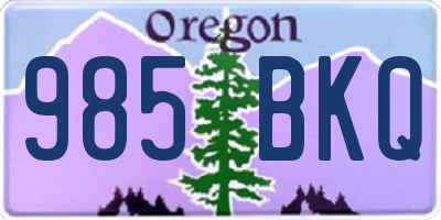 OR license plate 985BKQ