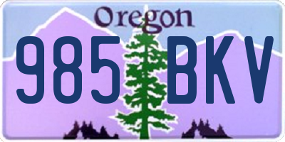 OR license plate 985BKV