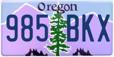 OR license plate 985BKX