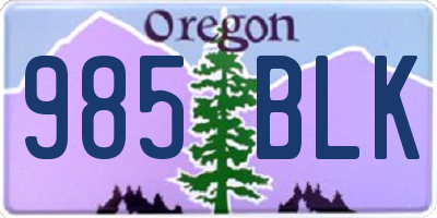 OR license plate 985BLK