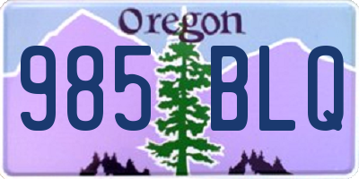 OR license plate 985BLQ