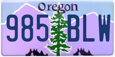 OR license plate 985BLW