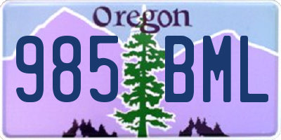 OR license plate 985BML