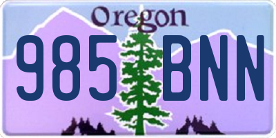 OR license plate 985BNN