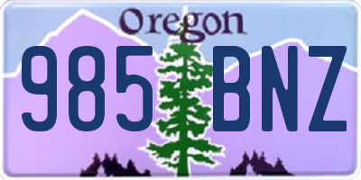 OR license plate 985BNZ