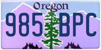 OR license plate 985BPC