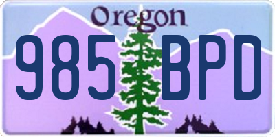 OR license plate 985BPD