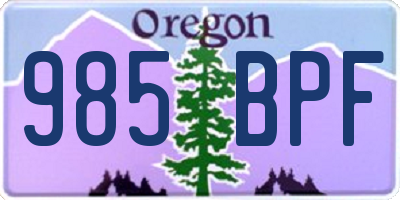 OR license plate 985BPF