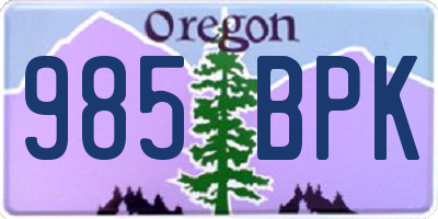 OR license plate 985BPK