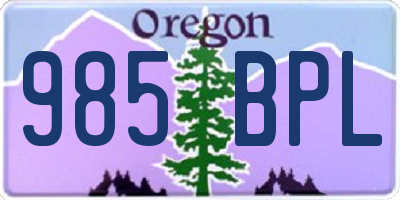 OR license plate 985BPL