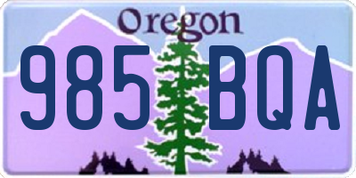 OR license plate 985BQA