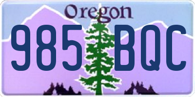 OR license plate 985BQC
